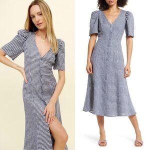 REFORMATION Linen Gingham Check Puff